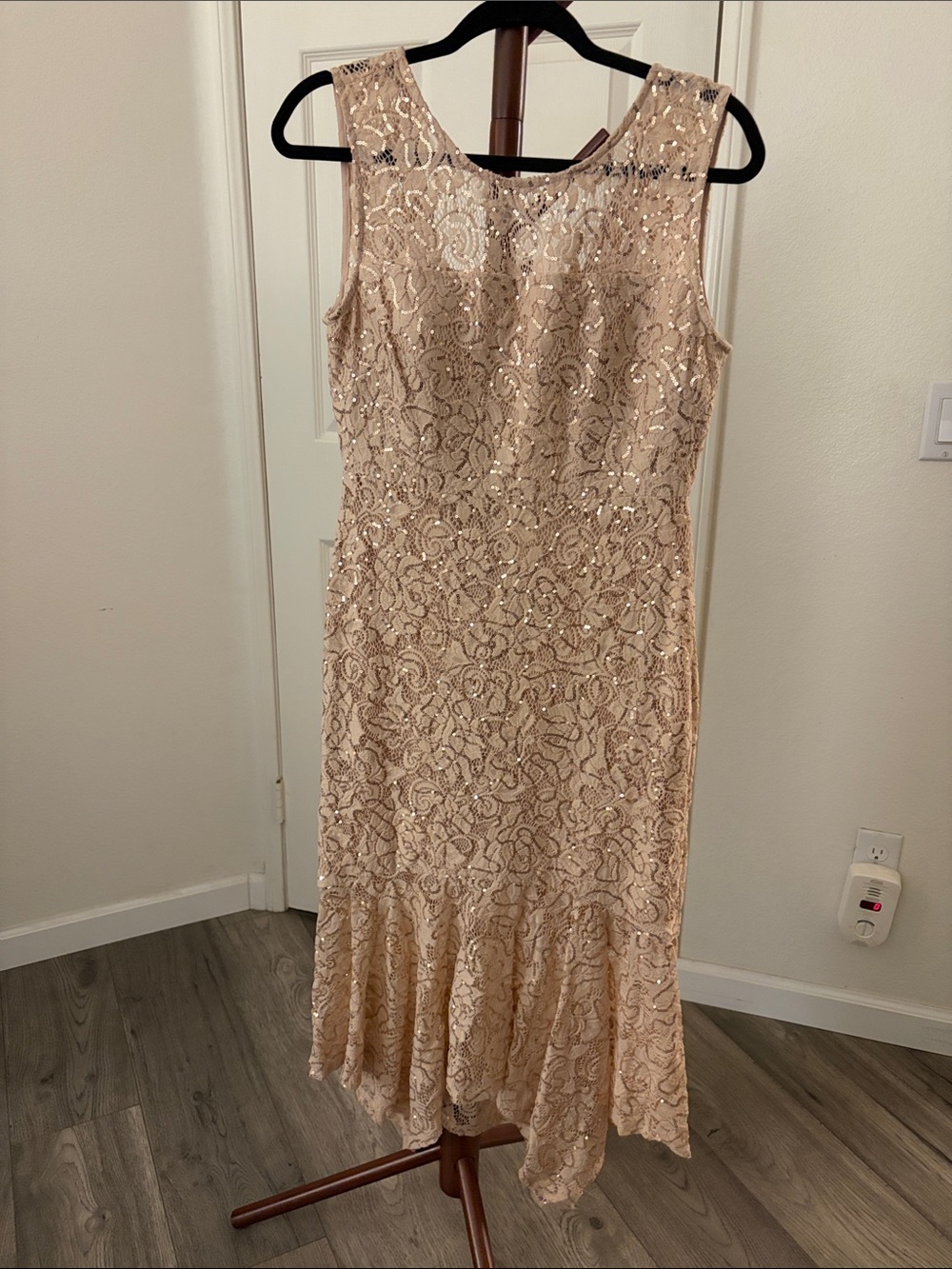 Kensie Blush Sequin Lace Midi Dress